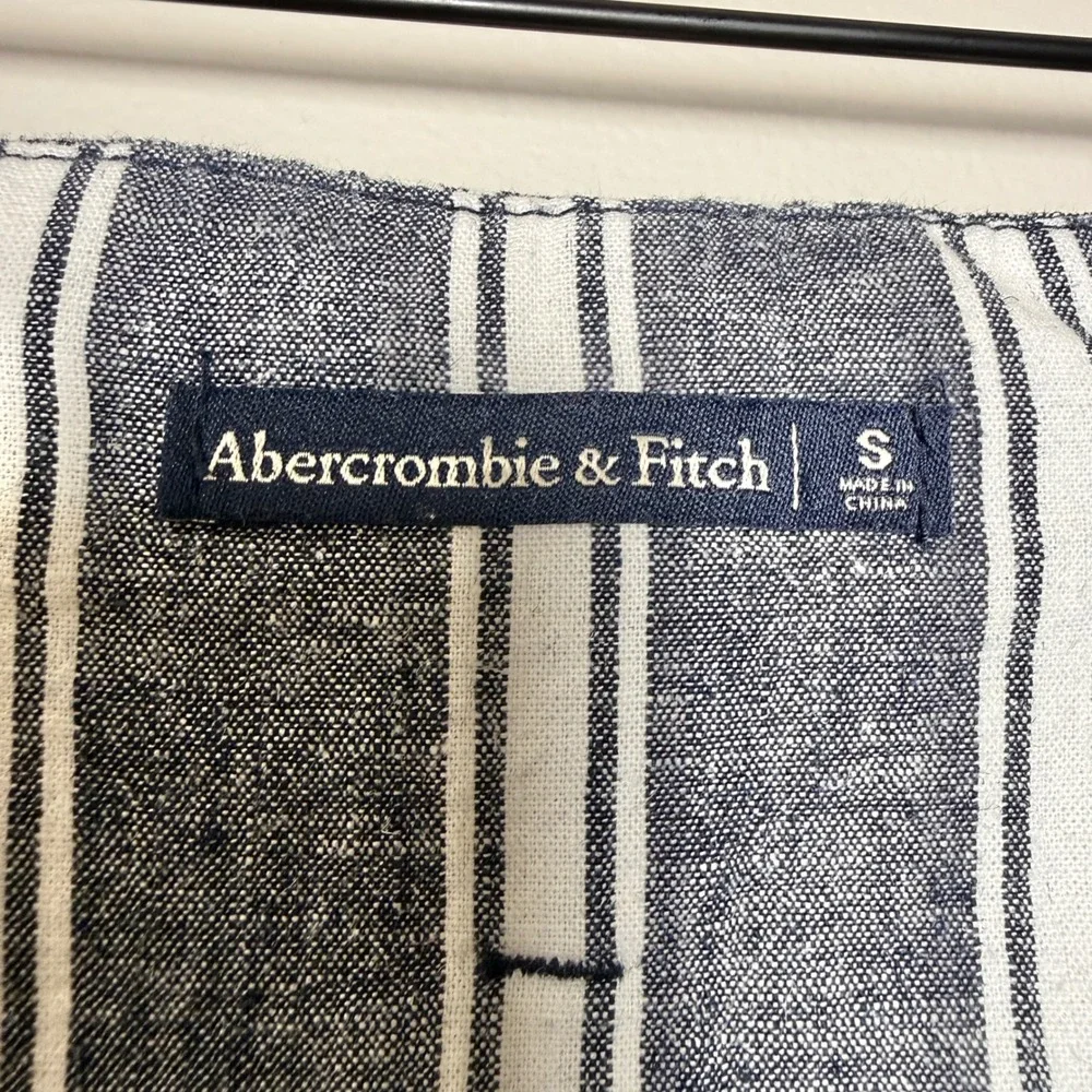 Abercrombie & Fitch S Paper Bag Railroad Striped Linen‎ Cotton Belt Stripe Pants